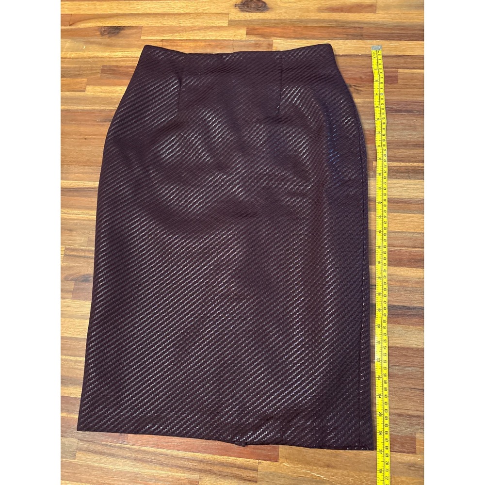 Worthington Pencil Skirt Women 4 Burgundy Excellent Textured Midi Back Vent